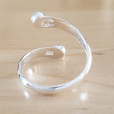 Back View of Aquamarine and Sterling Silver Adjustable Ring with Two Stones