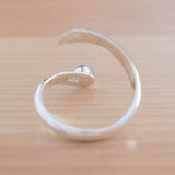 Back view of the Blue Topaz and Sterling Silver Adjustable Ring with One Stone