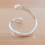 Back view of the Blue Topaz and Sterling Silver Adjustable Ring with Two Stones