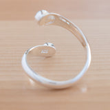 Back view of the Blue Topaz and Sterling Silver Adjustable Ring with Two Stones