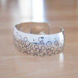 Side View of the Cuff Bracelet in Sterling Silver from the Bubbles Collection