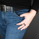 Woman Wearing the Ring in Copper from the Bubbles Collection