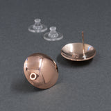 Front and back view of copper button earrings in a mirror finish from Capulin Creations