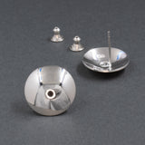 Front and back view of sterling silver button earrings in a mirror finish from Capulin Creations
