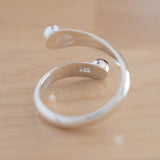 Back view of the Carnelian and Sterling Silver Adjustable Ring with One Stone and One Granule