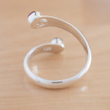 Back view of the Carnelian and Sterling Silver Adjustable Ring with Two Stones