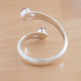 Back view of the Carnelian and Sterling Silver Adjustable Ring with Two Stones