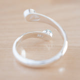 Back View of Chrysoprase and Sterling Silver Adjustable Ring with Two Stones