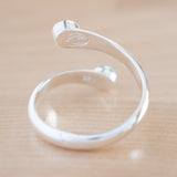 Back View of Chrysoprase and Sterling Silver Adjustable Ring with Two Stones