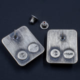 Circles and Squares Post Earrings - Sterling Silver, Polymer Clay, and Hematite