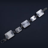 Circles and Squares Bracelet - Sterling Silver, Polymer Clay, and Hematite