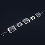 Circles and Squares Bracelet - Sterling Silver, Polymer Clay, and Hematite