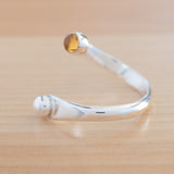 Side view of the Citrine and Sterling Silver Adjustable Ring with One Stone and One Granule