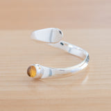 Side view of the Citrine and Sterling Silver Adjustable Ring with One Stone