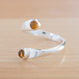 Side view of the Citrine and Sterling Silver Adjustable Ring with Two Stones