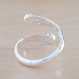 Back View of the Emerald and Sterling Silver Adjustable Ring with One Stone and One Granule