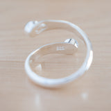 Back View of the Emerald and Sterling Silver Adjustable Ring with Two Stones