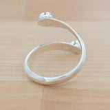 Back view of the Garnet and Sterling Silver Adjustable Ring with One Stone and One Granule