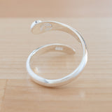 Back view of the Hematite and Sterling Silver Adjustable Ring with One Stone