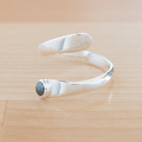 Side view of the Hematite and Sterling Silver Adjustable Ring with One Stone