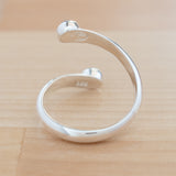 Back view of the Hematite and Sterling Silver Adjustable Ring with Two Stones