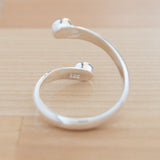 Back view of the Hematite and Sterling Silver Adjustable Ring with Two Stones