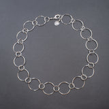 Top View of Chain Necklace in Sterling Silver with Large and Small Round Links