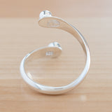 Back view of the Nephrite Jade and Sterling Silver Adjustable Ring with One Stone and One Granule