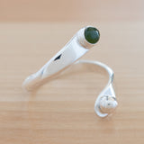 Side view of the Nephrite Jade and Sterling Silver Adjustable Ring with One Stone and One Granule