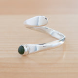 Side view of the Nephrite Jade and Sterling Silver Adjustable Ring with One Stone