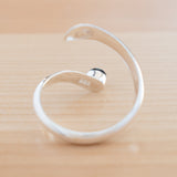 Back view of the Onyx and Sterling Silver Adjustable Ring with One Stone