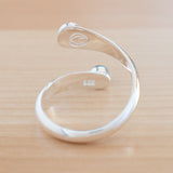 Back view of the Onyx and Sterling Silver Adjustable Ring with One Stone and One Granule