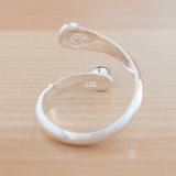 Back view of the Onyx and Sterling Silver Adjustable Ring with One Stone and One Granule