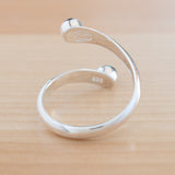 Back view of the Onyx and Sterling Silver Adjustable Ring with Two Stones