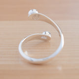 Back view of the Opal and Sterling Silver Adjustable Ring with One Stone and One Granule