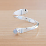 Side view of the Opal and Sterling Silver Adjustable Ring with One Stone