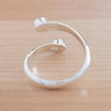 Back view of the Opal and Sterling Silver Adjustable Ring with Two Stones