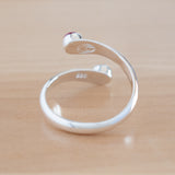 Back view of the Ruby and Sterling Silver Adjustable Ring with Two Stones