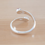 Back view of the Ruby and Sterling Silver Adjustable Ring with Two Stones