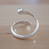 Back View of the Sapphire and Sterling Silver Adjustable Ring with One Stone