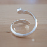 Back View of the Sapphire and Sterling Silver Adjustable Ring with One Stone