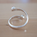 Back view of the Sapphire and Sterling Silver Adjustable Ring with One Stone and One Granule