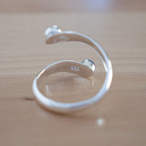 Back view of the Sapphire and Sterling Silver Adjustable Ring with One Stone and One Granule