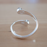Back view of the Sapphire and Sterling Silver Adjustable Ring with Two Stones