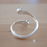 Back view of the Sapphire and Sterling Silver Adjustable Ring with Two Stones