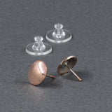 Front and back views of the large size of copper stud earrings from the set of 3 - Capulin Creations
