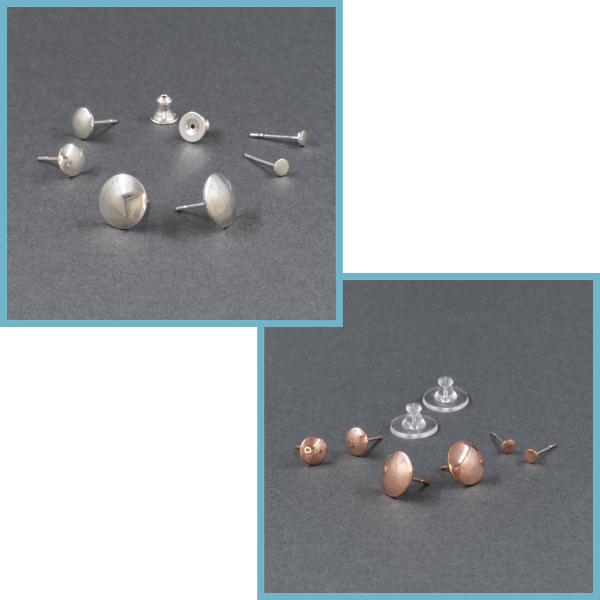 Stud Earrings in Sterling Silver or Copper Small Medium or Large