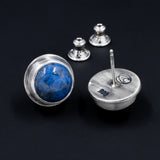 Sweet and Simple - Sterling Silver and Denim Lapis Post Earrings