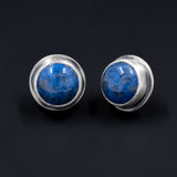 Sweet and Simple - Sterling Silver and Denim Lapis Post Earrings