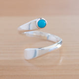 Front view of the Turquoise and Sterling Silver Adjustable Ring with One Stone